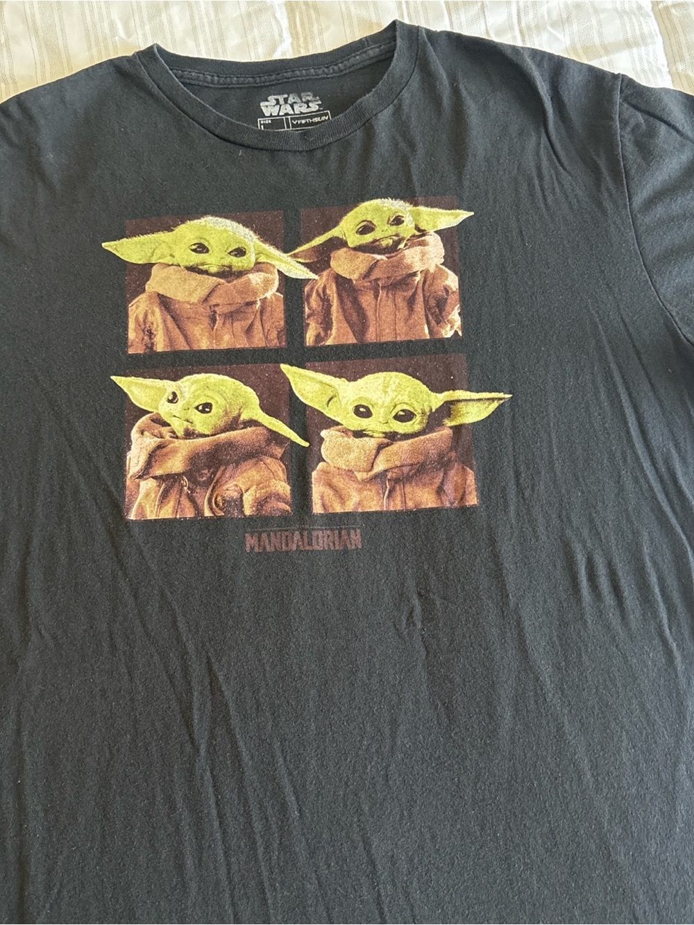 Star Wars Black Tee with Green Grogu Four-Panel Graphic